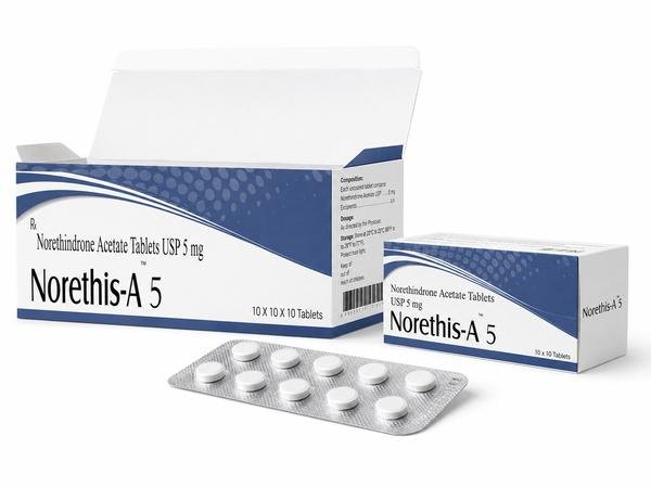 Norethis-A 5 (Norethindrone Acetate 5mg) Tablets: Verified Pharmaceutical Exporter from India | Bulk Supplier for USA, UK, Australia, Thailand, Singapore & Jamaica